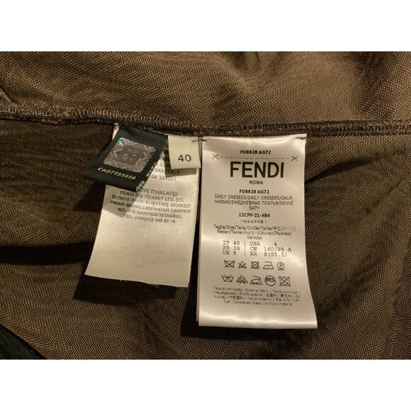 Fendi Brown FF-Vertigo Stretched Twisted Front Sheath Dress, Size 4 (US) 40 (IT) - Picture 12 of 12